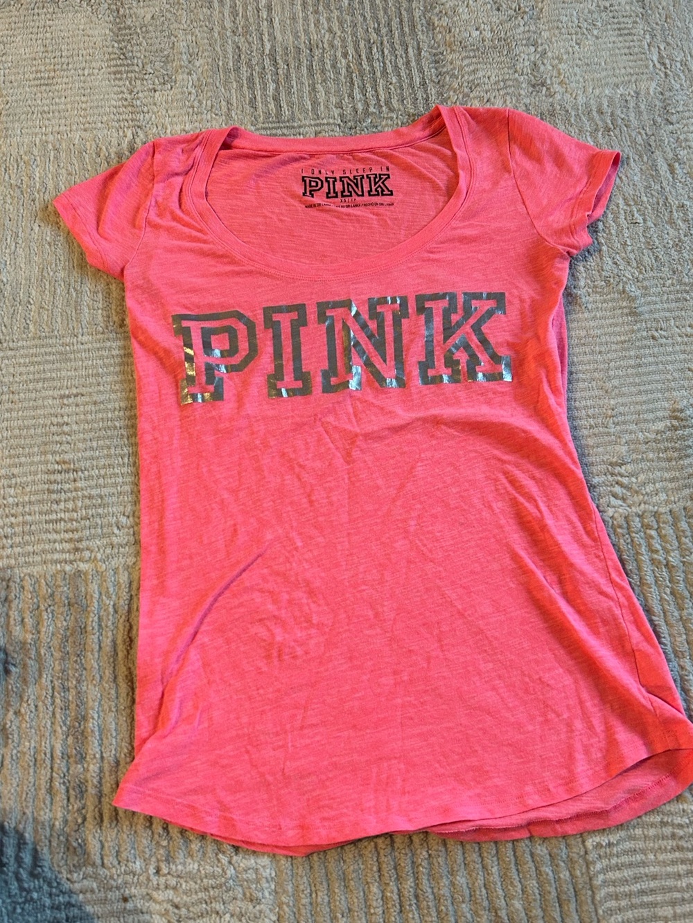 PINK Victoria's Secret Neon Pink Logo Tee